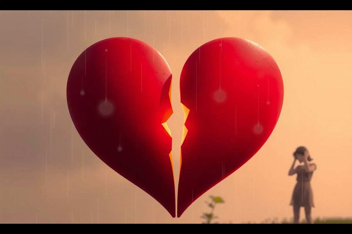 Ilustración de un corazón roto